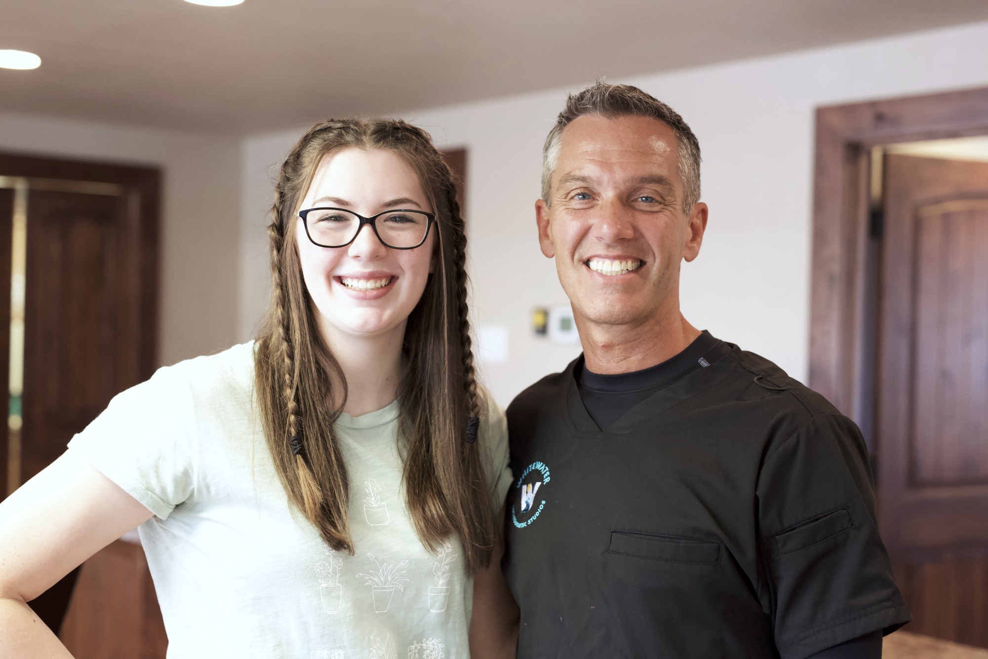 Dr. Leavitt and patient smiling Whitewater Orthodontic Studios in Tacoma, WA.